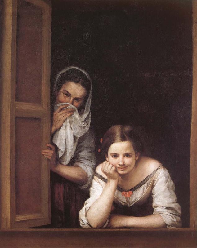 Bartolome Esteban Murillo Two Women in a fonster oil painting image